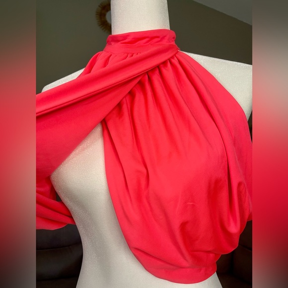 🔥SEXY🔥NWOT Neon Hot Pink Superdown Open Back Crop Top Sz M Medium - Picture 8 of 11